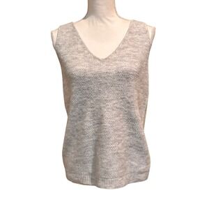Lilly Pulitzer Davison‎ Sweater Tank Womens Large Gray V Neck Knit Sleeveless